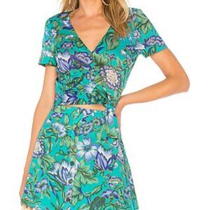 FULL SET: L'Academie The Adelaide Skirt + Regina Blouse in Island Floral, size L